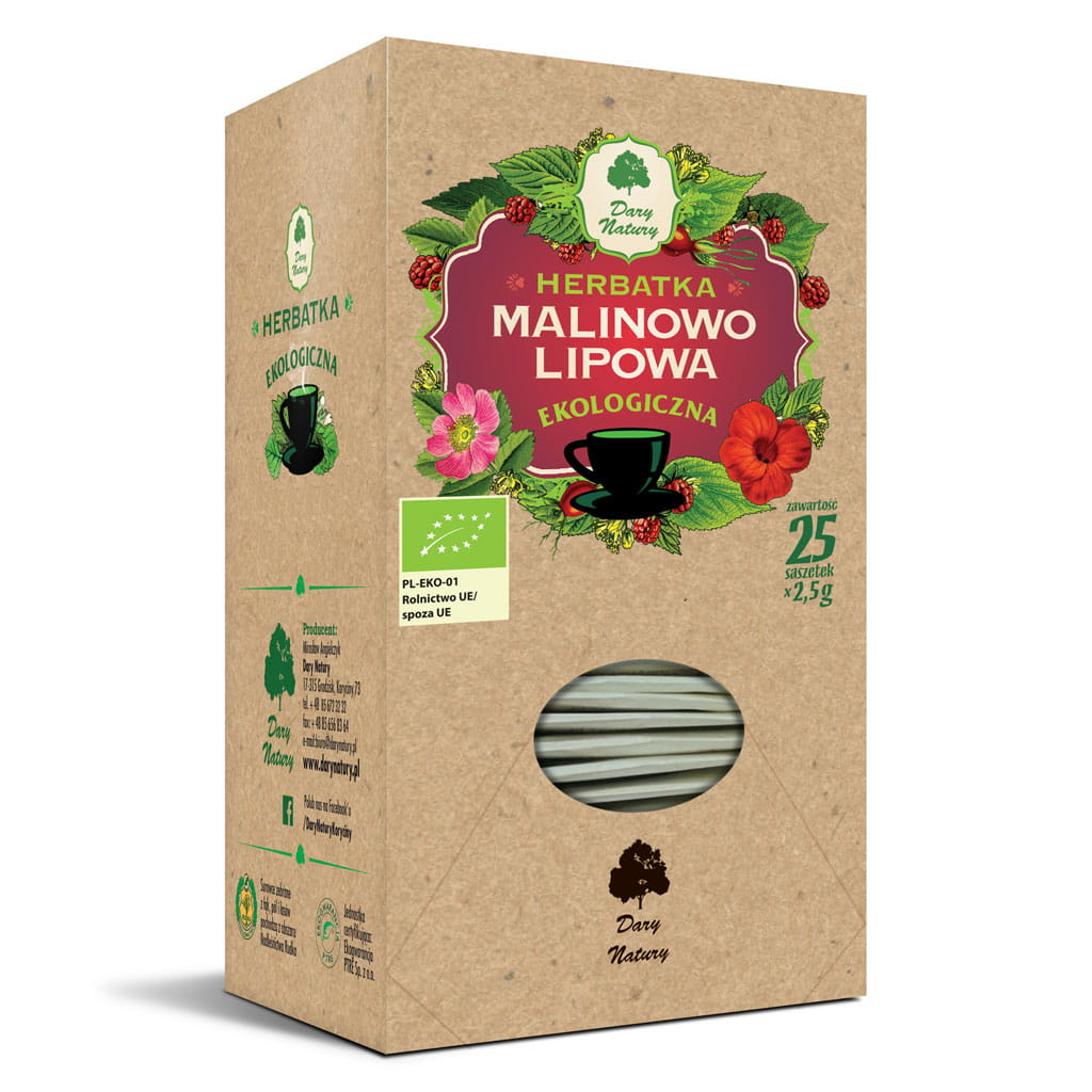 Herbata Malinowo-Lipowa BIO (25 × 2,5 g) 62,5 g - Dary Natury