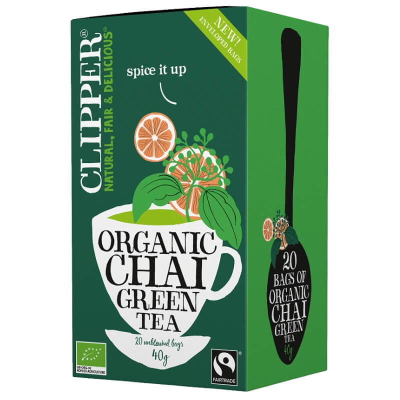 Herbata zielona chai z cynamonem i kardamonem BIO (20 × 2 g) 40 g - Clipper