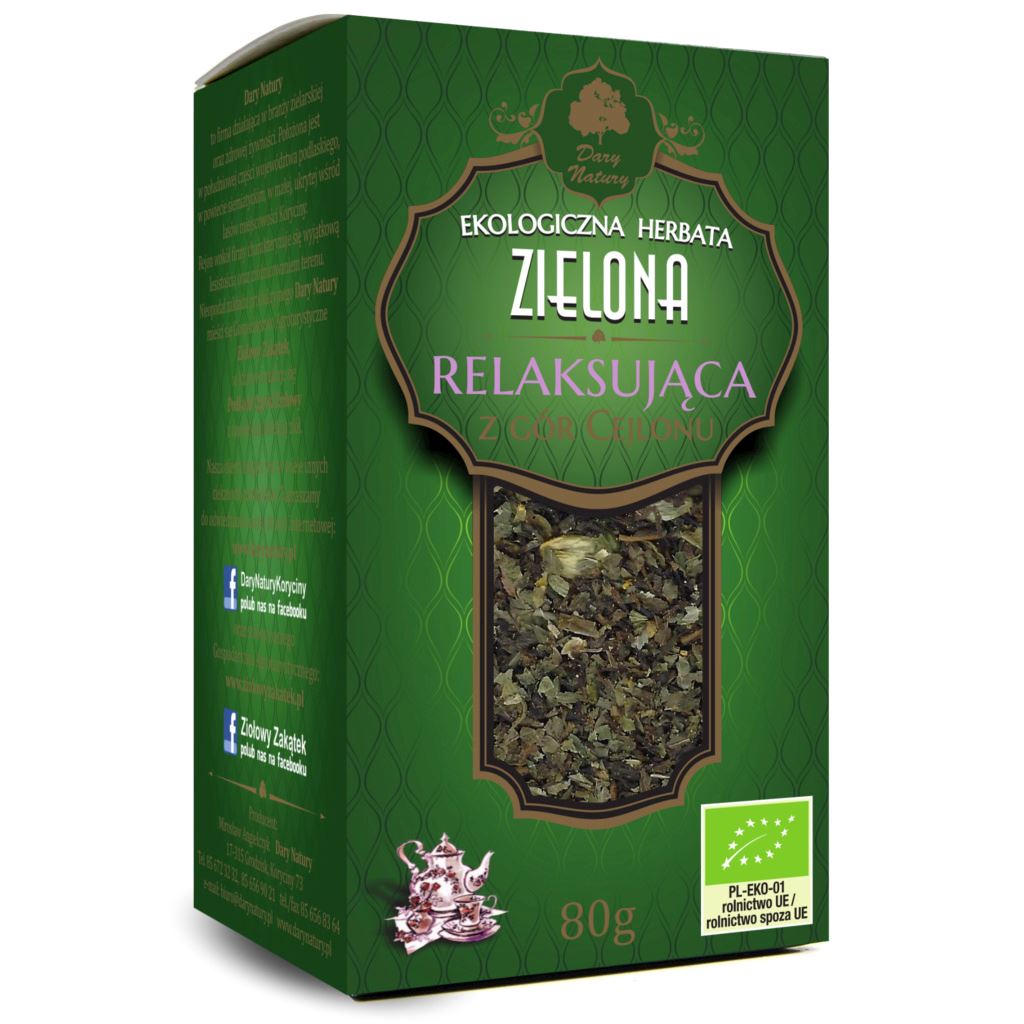 Herbata zielona relaksująca liściasta BIO 80 g - Dary Natury