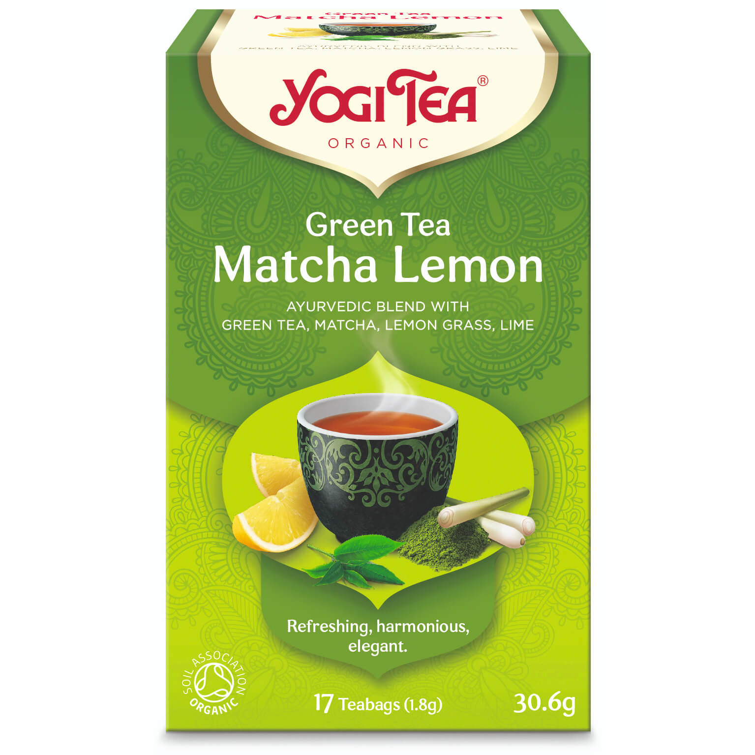 Herbata zielona z cytryną i matchą (Green Tea Matcha Lemon) BIO (17 × 1,8 g) 30,6 g - Yogi Tea