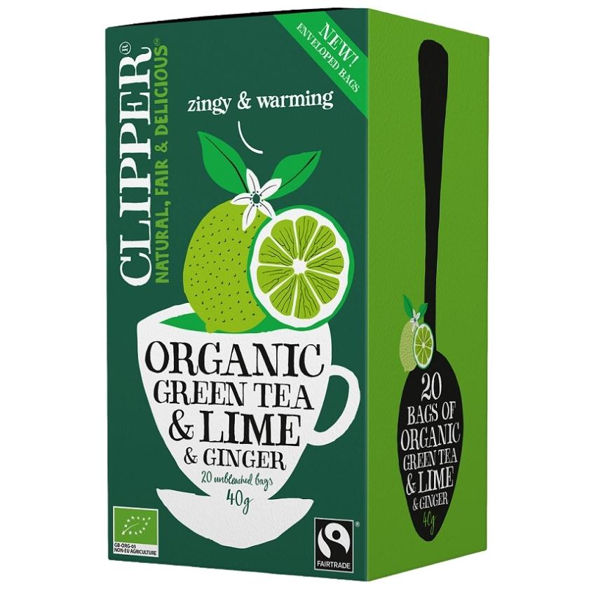 Herbata zielona z limonką i imbirem BIO (20 × 2 g) 40 g - Clipper