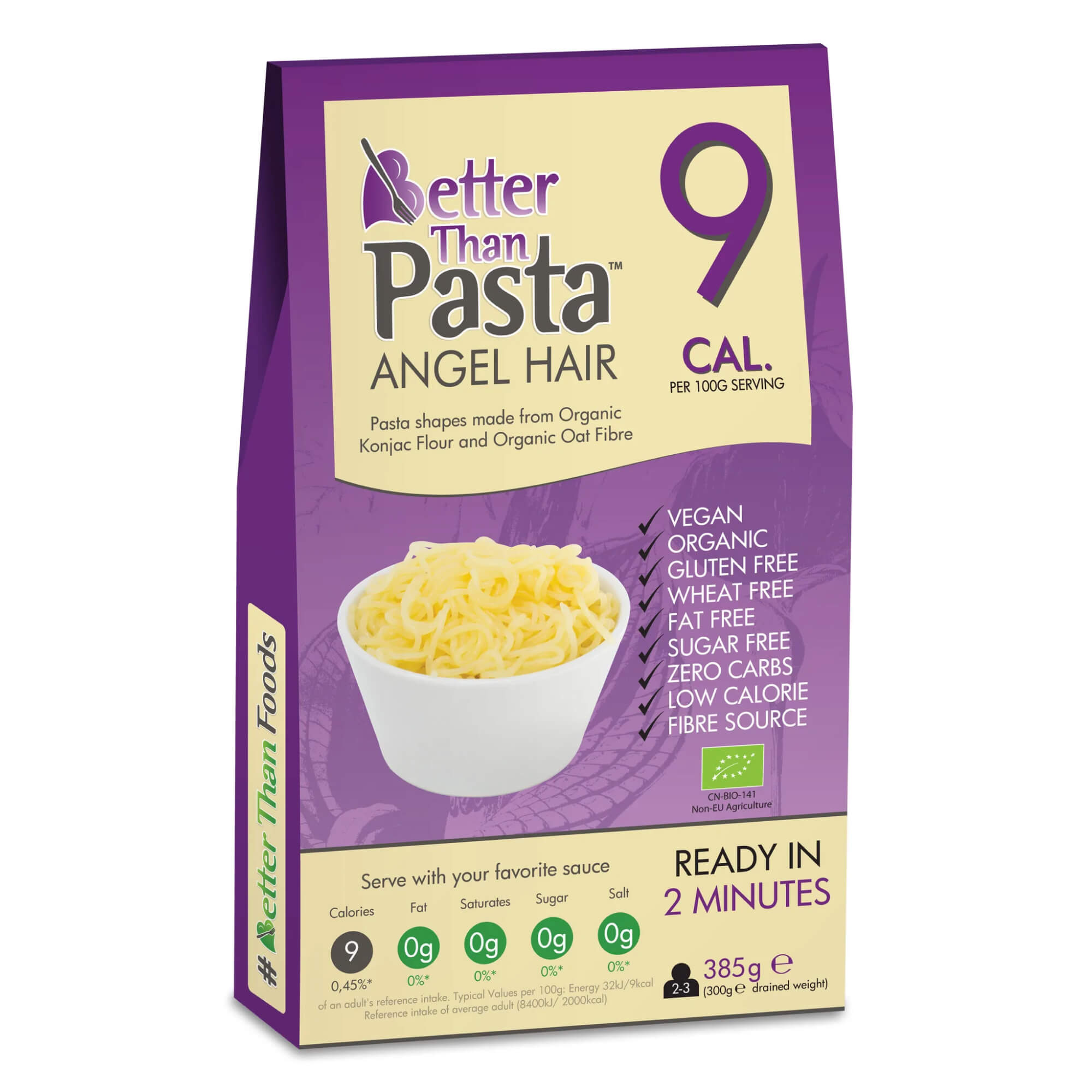 Makaron konjac noodle angel hair BIO 385 g - Better Than Foods