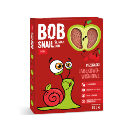 Przekąska jabłko, wiśnia bez dodatku cukru 60 g - Bob Snail