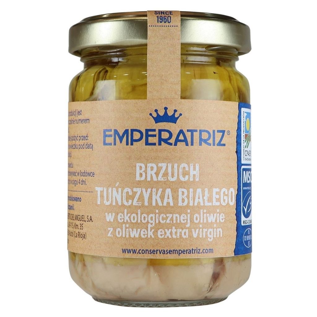 Tuńczyk biały (filety brzuszne) w BIO oliwie 145 g - Emperatriz
